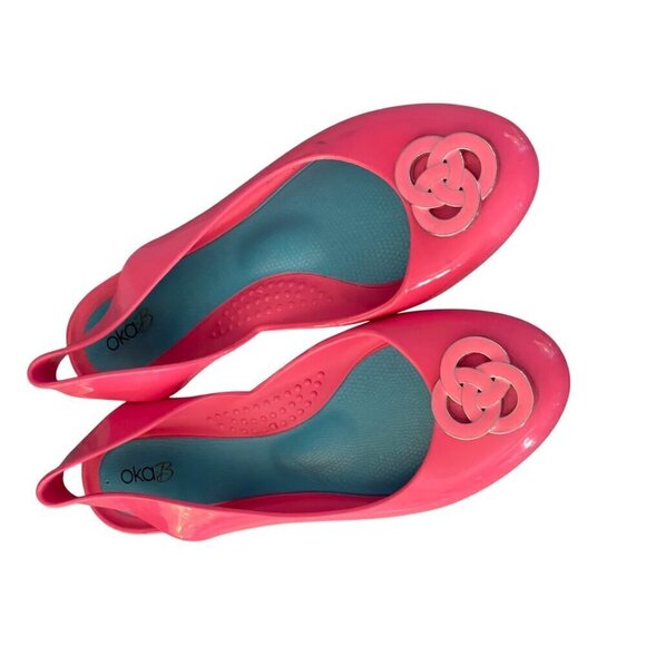 Oka B womens jelly shoes flat pink size 9 excellent condition - Picture 1 of 5